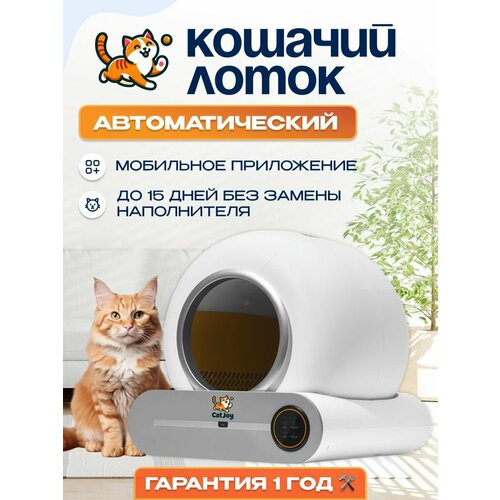 Умный автоматический лоток для кошек с бортом Cat Joy SCB-01 White фото, описание