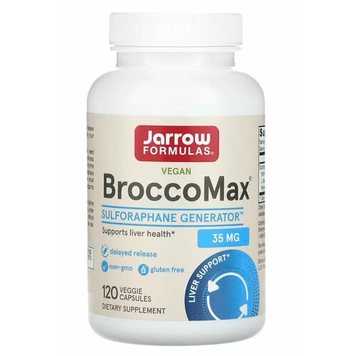 Jarrow Formulas, BroccoMax, брокколи, экстракт семян брокколи, веганская добавка, 35 мг, 120 растительных капсул фото, описание