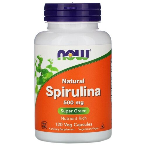 Капсулы NOW Natural Spirulina, 140 г, 500 мг, 120 шт. фото, описание