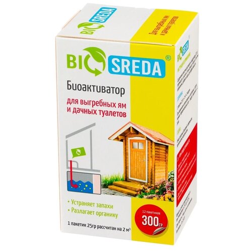 BIOSREDA Биоактиватор для выгребных ям и дачных туалетов, 300 г, 12 шт., 1 уп. фото, описание