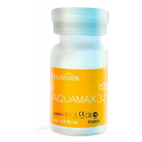 Контактные линзы Pegavision Aquamax 38, 1 шт., R 8,6, D +1, бесцветный, 1 уп. фото, описание