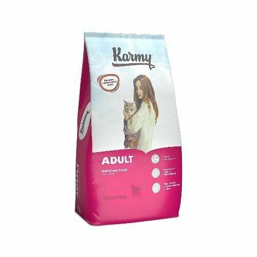 фото Сухой корм для кошек Karmy Adult Телятина 10кг, купить онлайн за 5727 рубл.