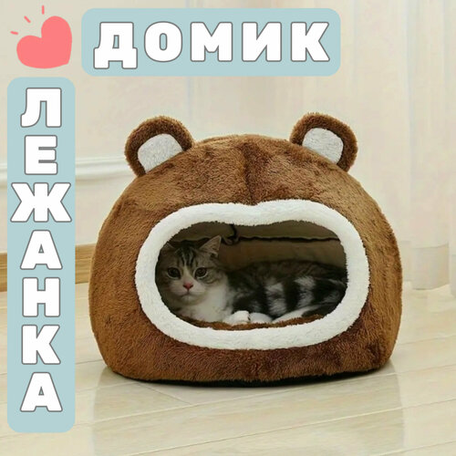 Домик лежанка для кошки, Бурый Мишка фото, описание