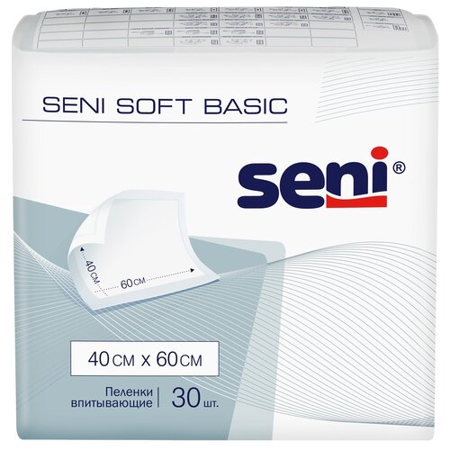 Пеленки Seni Soft Basic впитывающие одноразовые медицинские 40 x 60 30 шт. фото, описание