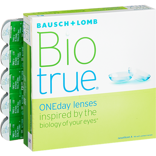 Контактные линзы Bausch & Lomb Biotrue ONEday, 90 шт., R 8,6, D -1, 1 уп. фото, описание