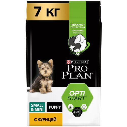 Сухой корм для щенков Pro Plan Optistart, курица 1 уп. х 3 шт. х 7000 г (для мелких и карликовых пород) фото, описание