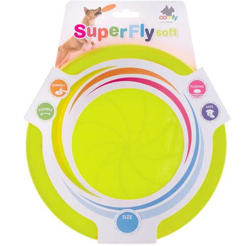 Игрушка для собак COMFY SUPER FLY fluo 23 см, тарелка фрисби салатового цвета фото, описание