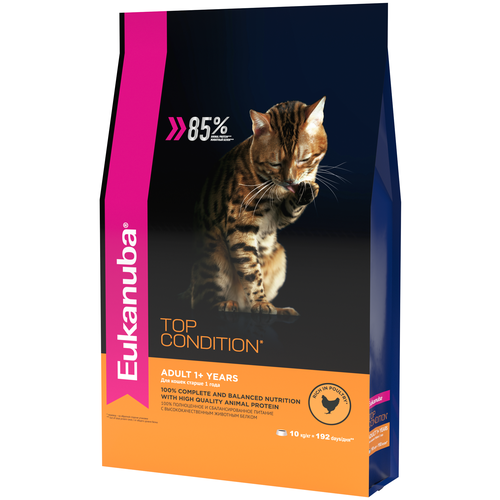 Сухой корм для кошек Eukanuba Top Condition, для здоровья кожи и блеска шерсти, с домашней птицей 10000 г фото, описание