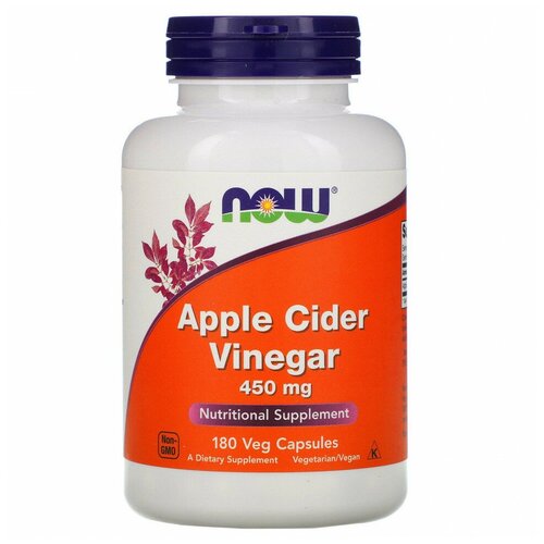 NOW Apple Cider Vinegar 450 mg, 180 капс. фото, описание