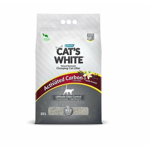 Комкующийся наполнитель Cat's White Activated Carbon Vanilla Ваниль для кошачьего туалета с активированным углем и ароматом 10 л (8.5 кг) фото, описание