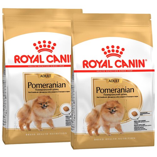 Сухой корм ROYAL CANIN POMERANIAN ADULT для взрослых собак померанский шпиц (0,5 кг + 0,5 кг) фото, описание