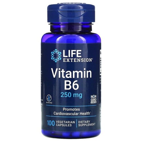 Капсулы Life Extension Vitamin B6, 70 г, 100 мл, 250 мг, 100 шт. фото, описание