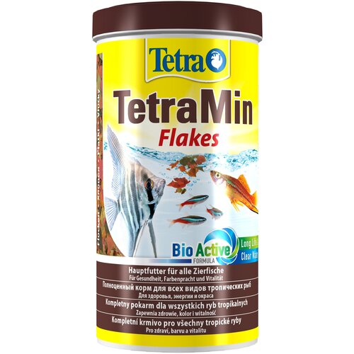 Tetra TetraMin корм для всех видов рыб Flakes в виде хлопьев, 1 л фото, описание