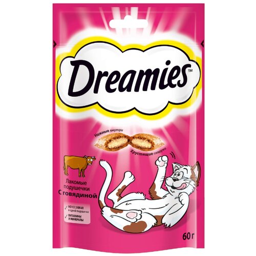 Лакомство для кошек  Dreamies Лакомство для кошек Dreamies подушечки, 60 г мясо фото, описание