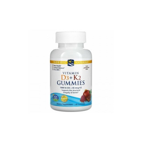 Nordic Naturals, жевательные конфеты с витаминами D3 и K2, гранат, 60 жевательных конфет фото, описание