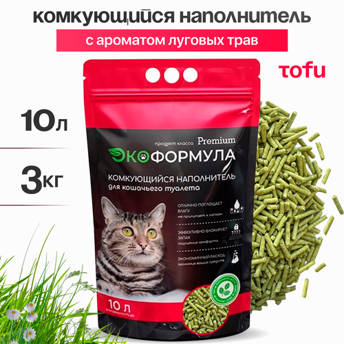 Наполнитель для кошачьего туалета комкующийся тофу 3 кг ЭкоФормула фото, описание