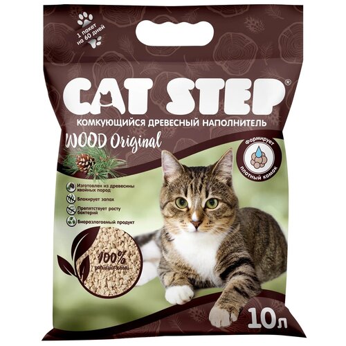 Комкующийся наполнитель Cat Step Wood Original, 10л, 1 шт. фото, описание