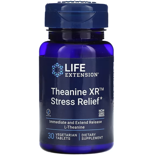 Life Extension, Theanine XR Stress Relief, 30 вегетарианских таблеток фото, описание