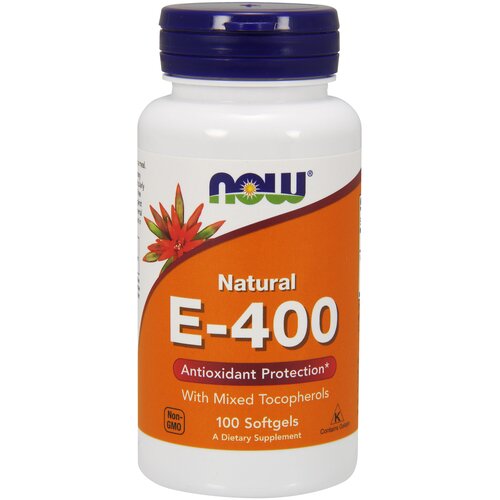 Капсулы NOW Natural E-400 with Mixed Tocopherols, 70 г, 150 мл, 400 МЕ, 100 шт. фото, описание