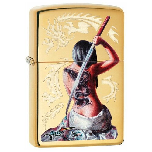 Зажигалка Zippo Mazzi® с покрытием High Polish Brass, 29668 бензиновая фото, описание