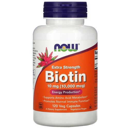 Капсулы NOW Biotin Extra Strength, 210 г, 10 мг, 120 шт. фото, описание