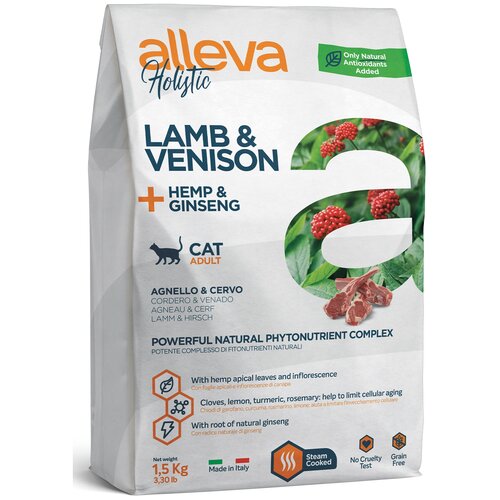 Alleva Holistic Adult Lamb & Venison + Hemp & Ginseng // Корма для кошек / Сухой (10 кг) фото, описание