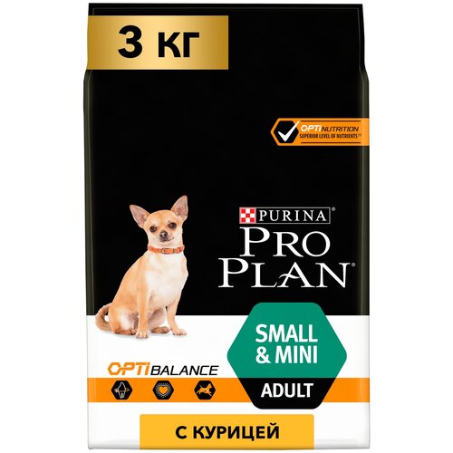 Сухой корм для собак Pro Plan с высоким содержанием курицы 1 уп. х 3 шт. х 3000 г (для мелких пород) фото, описание