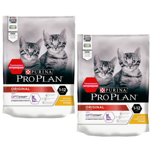 Сухой корм для котят Pro Plan с высоким содержанием курицы 2 шт. х 200 г фото, описание