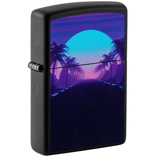 Зажигалка ZIPPO Sunset Black с покрытием Black Light, латунь/сталь, чёрная, матовая, 38x13x57 мм фото, описание