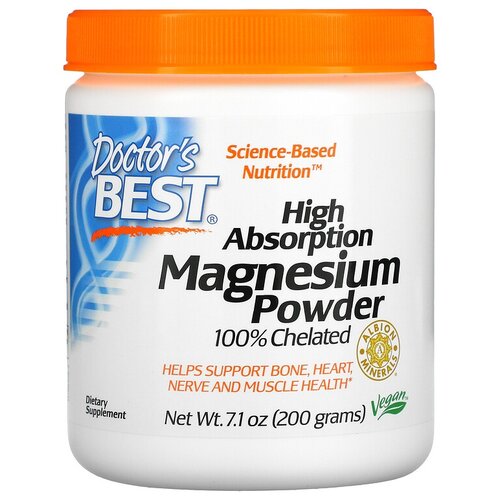 Порошок Doctor's Best High Absorption Magnesium, 200 г, 200 мг фото, описание