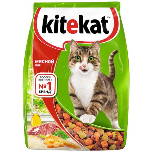 Сухой корм для кошек Kitekat Мясной Пир 350 г фото, описание