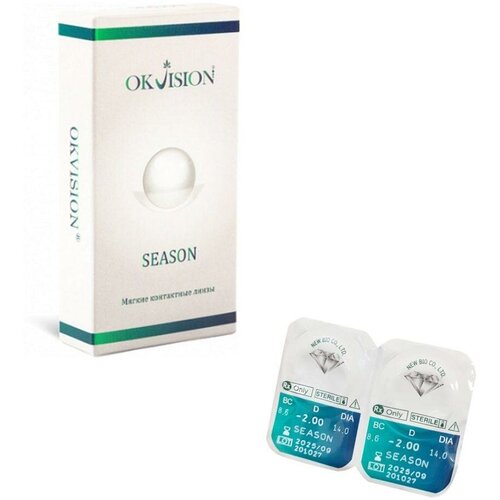 Контактные линзы OKVision Season, 2 шт., R 8,6, D -0,5, прозрачные, 1 уп. фото, описание