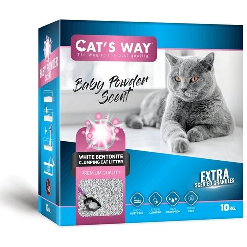 Cats way Box White Cat Litter With Babypowder наполнитель комкующийся для кошачьего туалета с ароматом детской присыпки (коробка) фото, описание