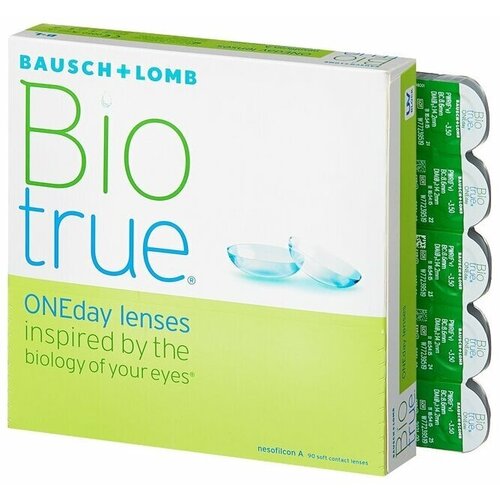 Контактные линзы Bausch & Lomb Biotrue ONEday, 90 шт., R 8,6, D -0,75, 1 уп. фото, описание