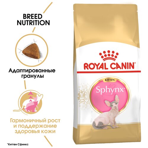 Сухой корм для котят Royal Canin Kitten Sphynx для котят породы Сфинкс от 4 до 12 месяцев 2 шт. х 400 г фото, описание