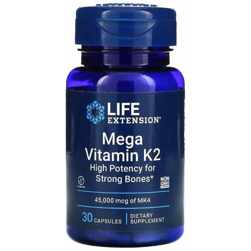 фото Life Extension, Mega Vitamin K2, 30 капсул, купить онлайн за 3400 рубл.