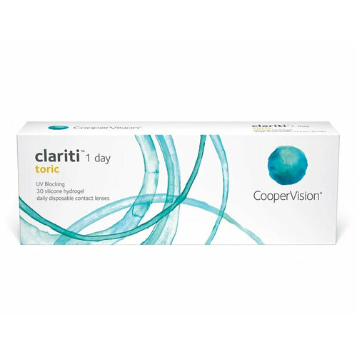 Контактные линзы CooperVision Clariti 1 day toric., 30 шт., R 8,6, D -4, CYL: -1,25, AХ: 120, ADD: +1.00 D, прозрачный, 1 уп. фото, описание