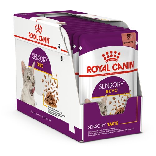 Влажный корм для кошек Royal Canin Sensory Taste стимулирующий вкусовые рецепторы 12 шт. х 85 г (кусочки в соусе) фото, описание