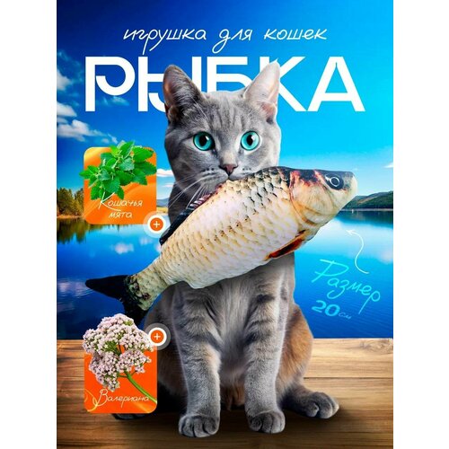 Игрушка для кошек Рыбка с мятой и валерианой фото, описание