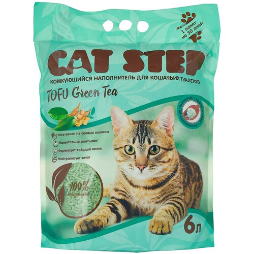 Комкующийся наполнитель Cat Step Tofu Green Tea, 6л, 1 шт. фото, описание