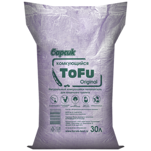 Комкующийся наполнитель Барсик TOFU Original, 30л, 1 шт. фото, описание