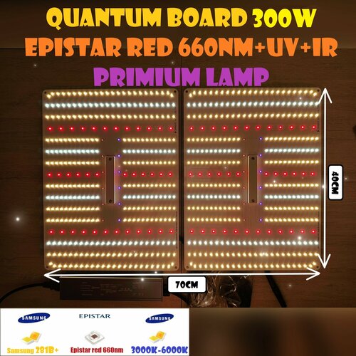 Светильник для растений / Фитолампа Quantum board Квантум борд 300 ватт Mean well, Диоды LM281B 288мм-2шт 5000к 450nm-660n фото, описание