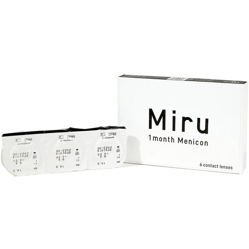 Контактные линзы Menicon Miru 1month, 6 шт., R 8,6, D +1,75, прозрачный, 1 уп. фото, описание