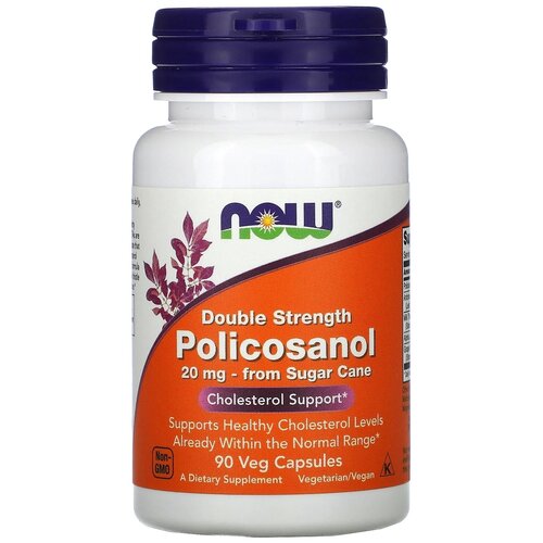 NOW Double Strength Policosanol (поликозанол) 20 мг 90 капсул фото, описание