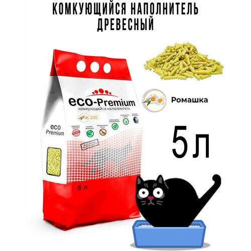 Наполнитель для кошачьего туалета комкующийся древесный ECO Premium Ромашка 1.9кг/5л фото, описание