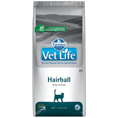 Сухой корм для кошек Farmina Vet Life Hairball, для вывода шерсти 2000 г фото, описание