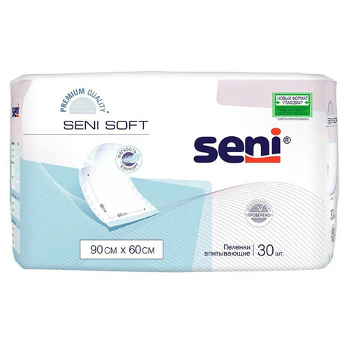 Пеленки Seni Soft медицинские впитывающие одноразовые 90 x 60 cм, 30 шт. фото, описание