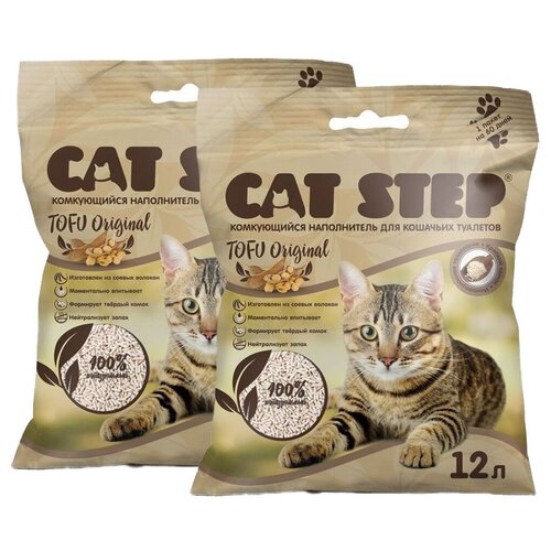 фото Комкующийся наполнитель Cat Step Tofu Original, 12л, 2 шт., купить онлайн за 3437 рубл.