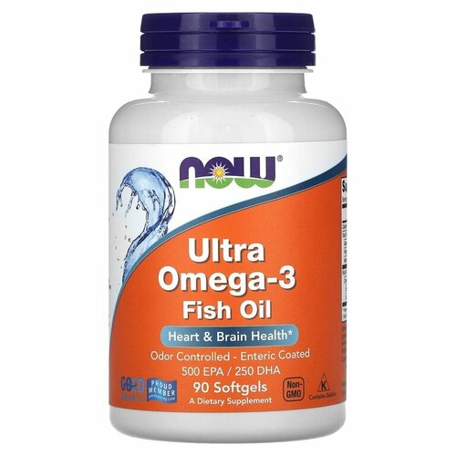 NOW Ultra Omega-3 500 EPA/250 DHA 90 рыбных капсул фото, описание