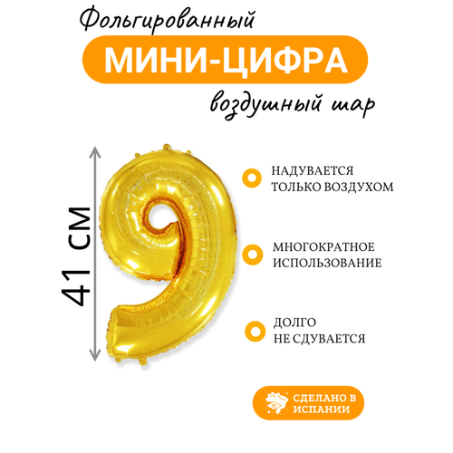 Воздушный шар Цифра 9 мини 41см / 16